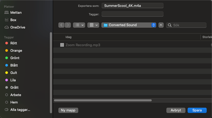 QuickTime Player - export sound only saves as m4a - 2024-10-29 kl. 22.31.58